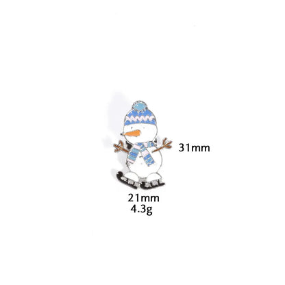 Christmas Snowman Series Metal Lapel Pin Winter Sweater Collar Pin Geometric Pattern British Vintage Style Unisex Lapel Brooch