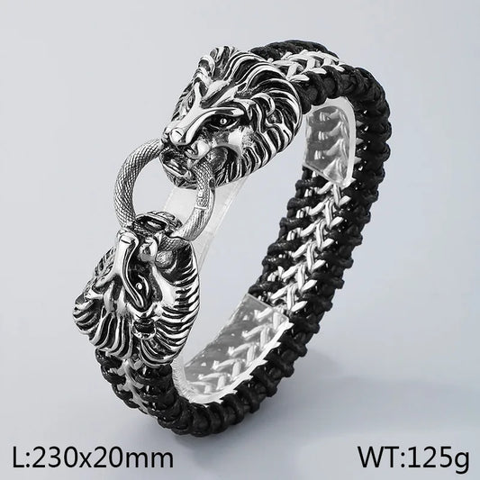 Men's luxury business streetwear skull bracelet crafted from 304 stainless steel and 18K gold plating, perfect accessory for Halloween themed events.