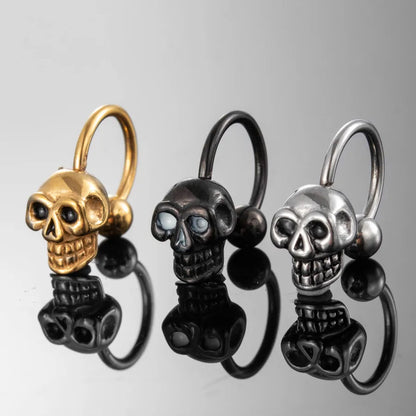1 Piece Hip-Hop Vintage Style Punk Skull 316 Stainless Steel  Ear Studs