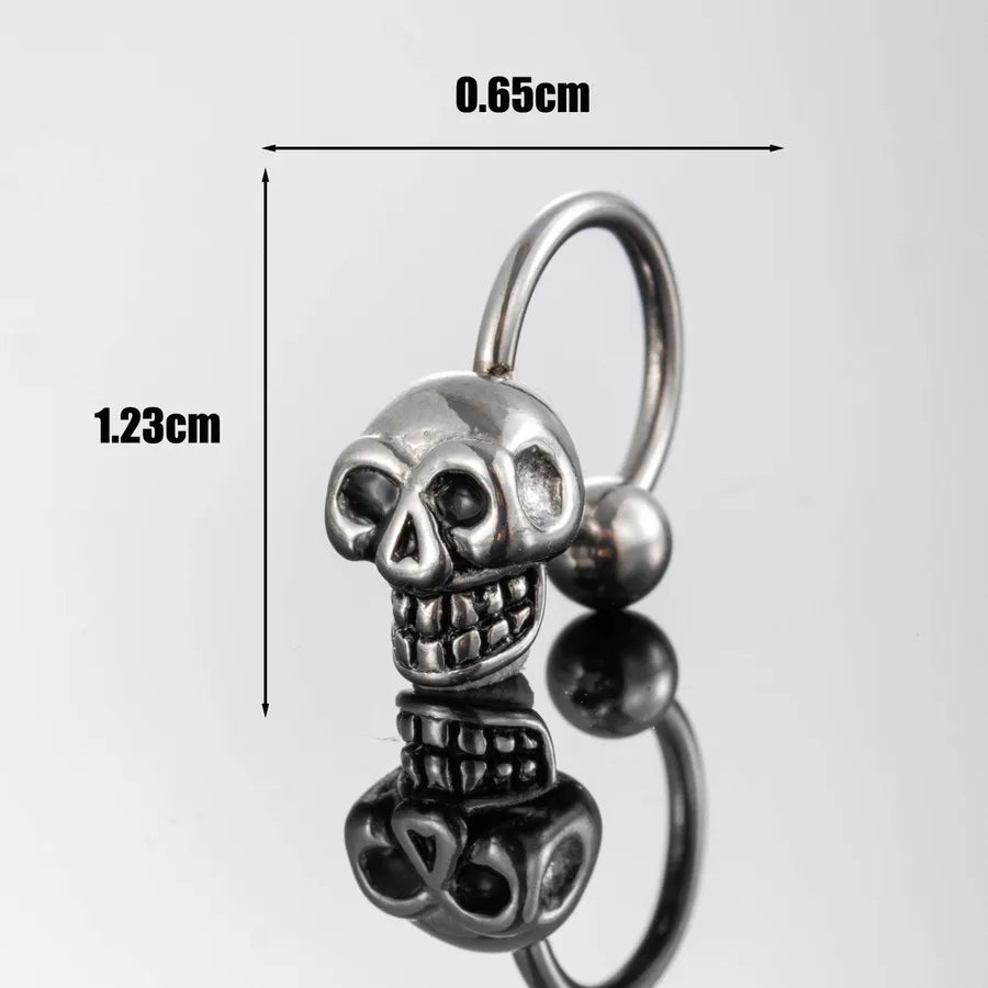 1 Piece Hip-Hop Vintage Style Punk Skull 316 Stainless Steel  Ear Studs