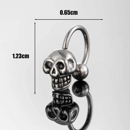 1 Piece Hip-Hop Vintage Style Punk Skull 316 Stainless Steel  Ear Studs