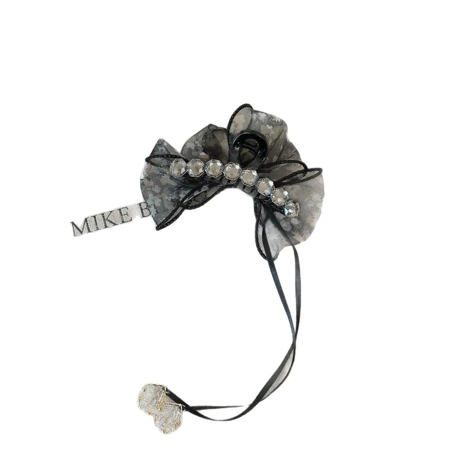 Elegant Floral Cloud Bubble Hair Clip Satin Tassel Butterfly Knot Shark Bite Hair Accessories For Women AB Side Mesh Hairpins