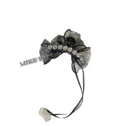 Elegant Floral Cloud Bubble Hair Clip Satin Tassel Butterfly Knot Shark Bite Hair Accessories For Women AB Side Mesh Hairpins