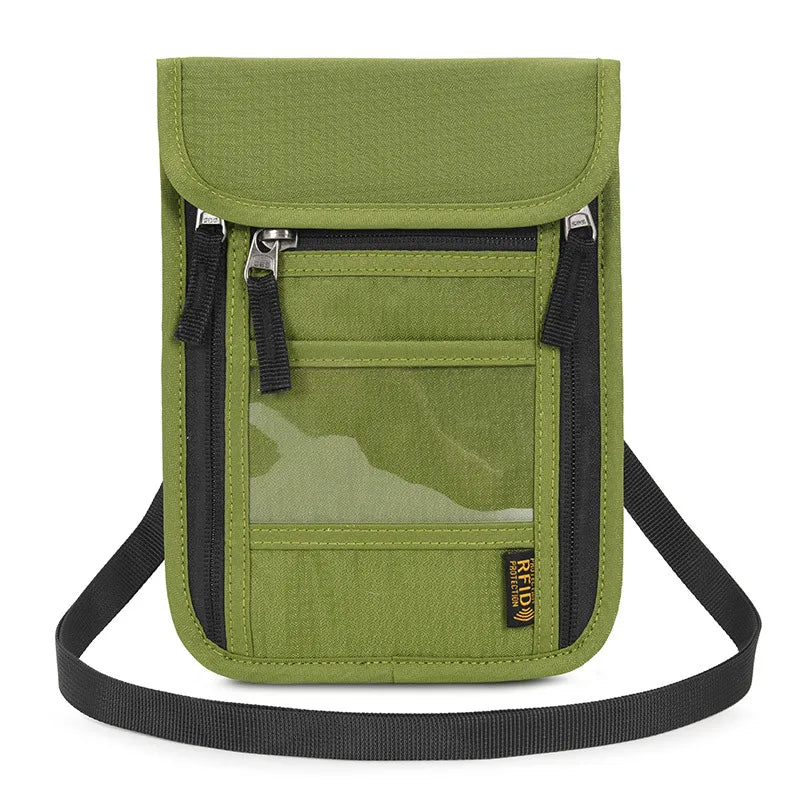 Luxury unisex nylon waterproof passport holder in solid colour, featuring a secure zipper closure, an essential travel accessory for stylish journeys.