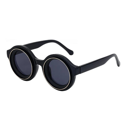 Chic streetwear sunglasses for women showcasing a stylish round frame and geometric pattern, crafted for comfort and sophistication in any occasion.