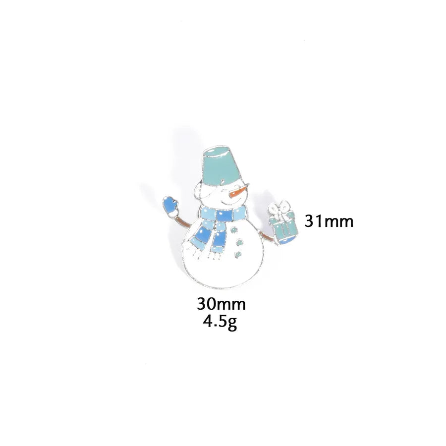 Christmas Snowman Series Metal Lapel Pin Winter Sweater Collar Pin Geometric Pattern British Vintage Style Unisex Lapel Brooch