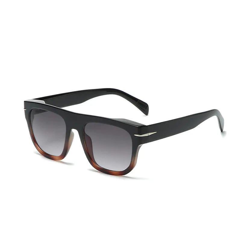 Close-up of luxury full-frame square sunglasses, showcasing a sophisticated geometric design suitable for men.