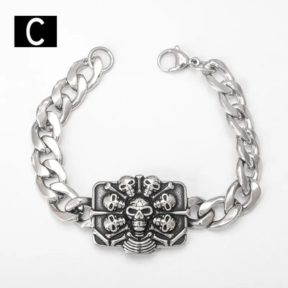 Titanium steel skull eagle Cuban link bracelet for men, showcasing luxurious hip hop punk design, perfect unisex accessory for daily wear.