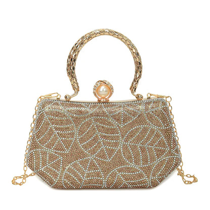 Complete view of a luxurious retro square box evening bag, perfect for evening wear, exuding glamour and high-end fashion.