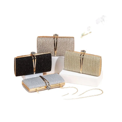 Fashionable Folded Clutch Bag Shiny Elegant Evening Dress Handbag Single Shoulder Slant Cross Bag For Women In Europe