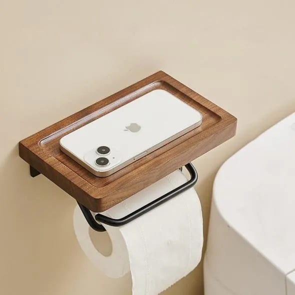 Classical Solid Color Wood Aluminium Alloy Tissue Holder