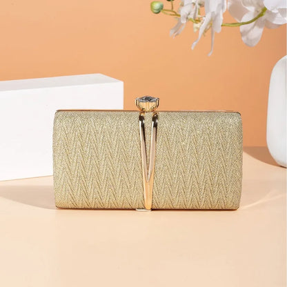 Fashionable Folded Clutch Bag Shiny Elegant Evening Dress Handbag Single Shoulder Slant Cross Bag For Women In Europe