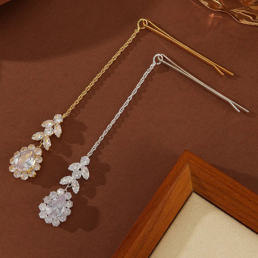 New Fashionable European Crystal Zirconia Waterdrop Hair Accessories For Brides Shiny Tassel forehead Chain Women's Jewelry