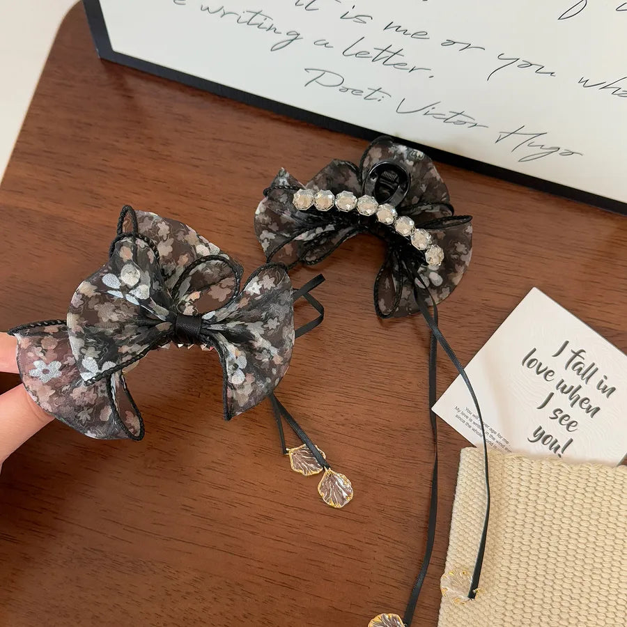Elegant Floral Cloud Bubble Hair Clip Satin Tassel Butterfly Knot Shark Bite Hair Accessories For Women AB Side Mesh Hairpins