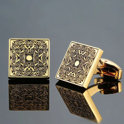 Luxurious geometric copper plated men's cufflinks showcasing an elegant design, perfect for business occasions.