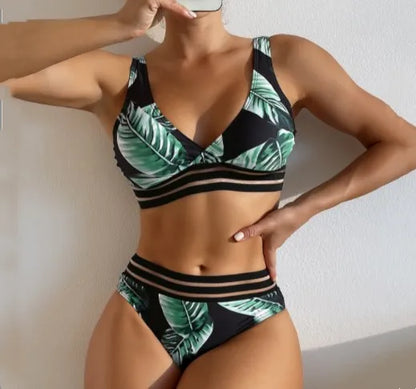 Elegant multicolor women's 2 piece bikini set featuring a full coverage bra and stylish briefs, perfect for luxurious poolside lounging.