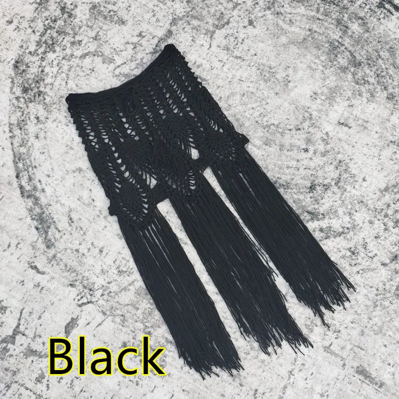 Stylish Women's Multicolor Solid Color Vacation Cover Up featuring intricate tassel and braid design, perfect for sunny beach days.