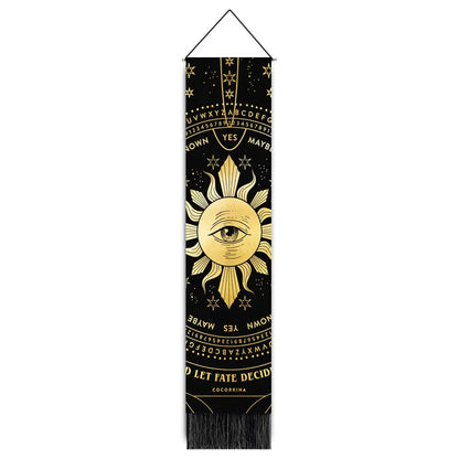 Close-up of luxurious polyester tapestry showcasing intricate details of a glamorous landscape art.