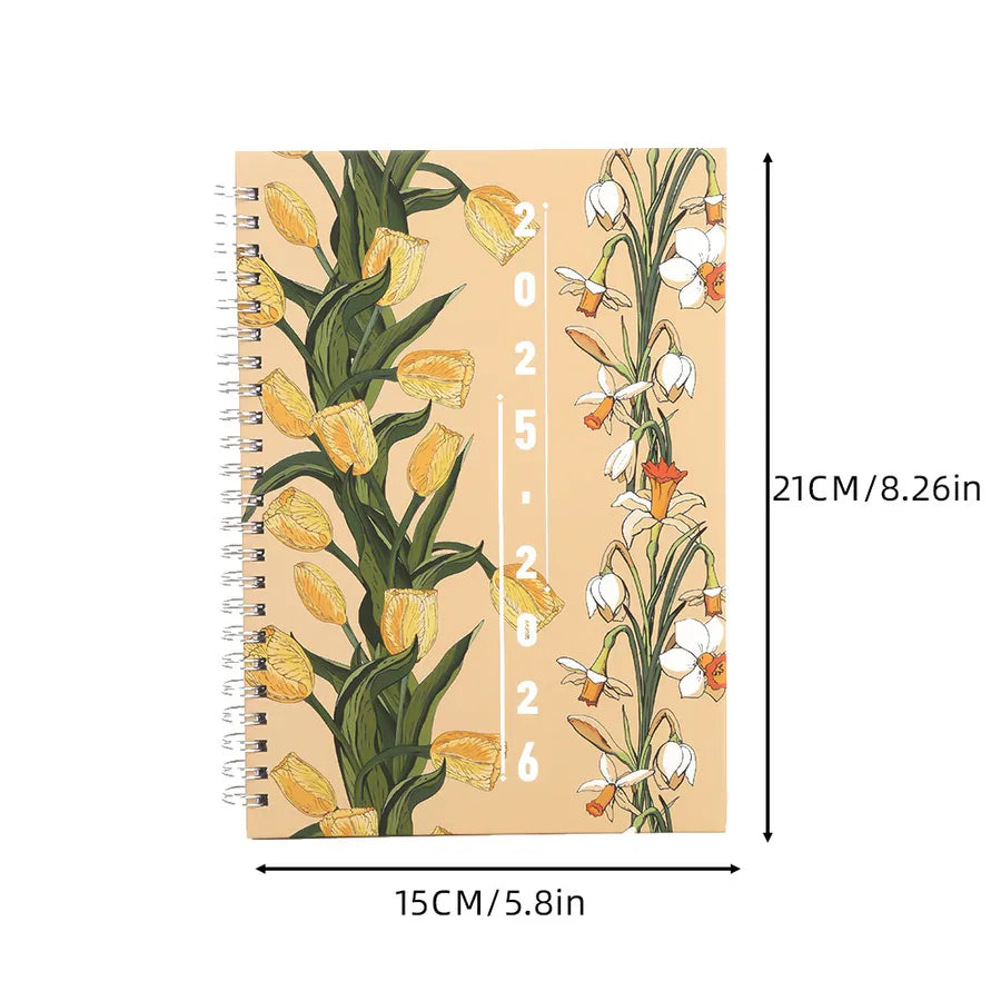 Gorgeous A5 spiral notebook with a unique floral and giraffe design, suitable for sophisticated academic use.