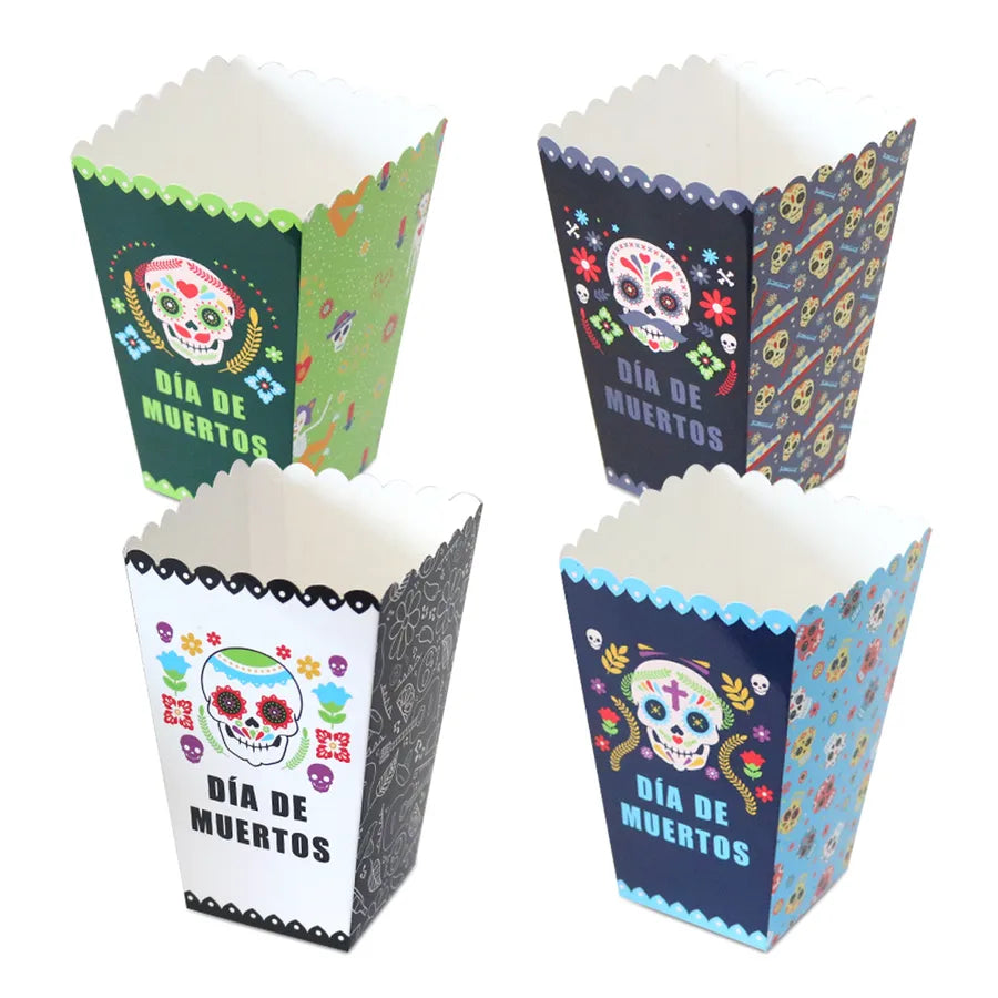 Elegant Cartoon Style Day Of The Dead Skull Food Packaging Box, perfect for unique festival gift wrapping.