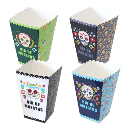 Elegant Cartoon Style Day Of The Dead Skull Food Packaging Box, perfect for unique festival gift wrapping.