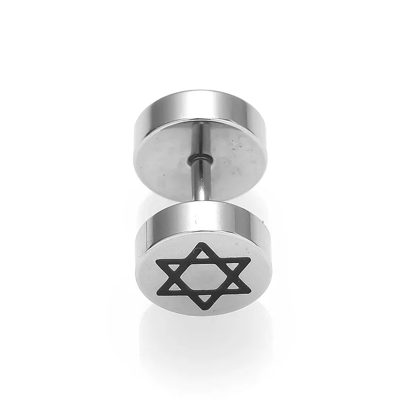 1 Piece Halloween Nordic Style Gothic Hip-Hop Smile Face Star Skull Polishing 316L Stainless Steel  Ear Studs