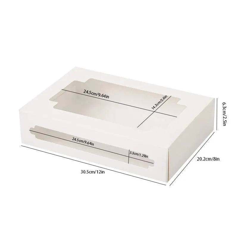 Premium quality white macaron box with window, offering a luxurious touch to party favours and event packaging.