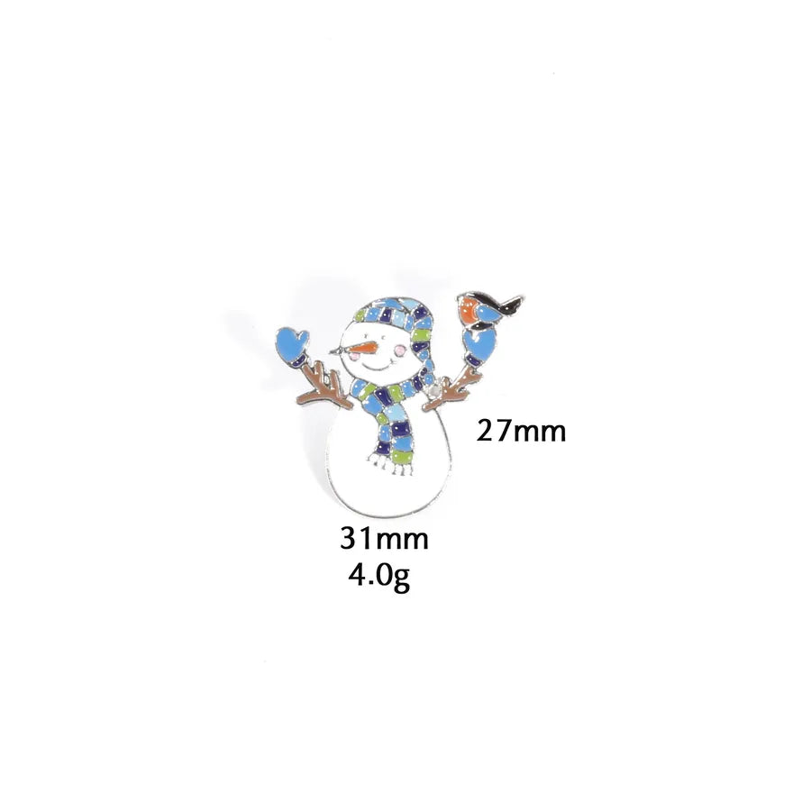 Christmas Snowman Series Metal Lapel Pin Winter Sweater Collar Pin Geometric Pattern British Vintage Style Unisex Lapel Brooch