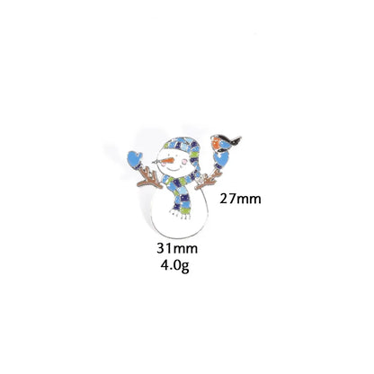 Christmas Snowman Series Metal Lapel Pin Winter Sweater Collar Pin Geometric Pattern British Vintage Style Unisex Lapel Brooch