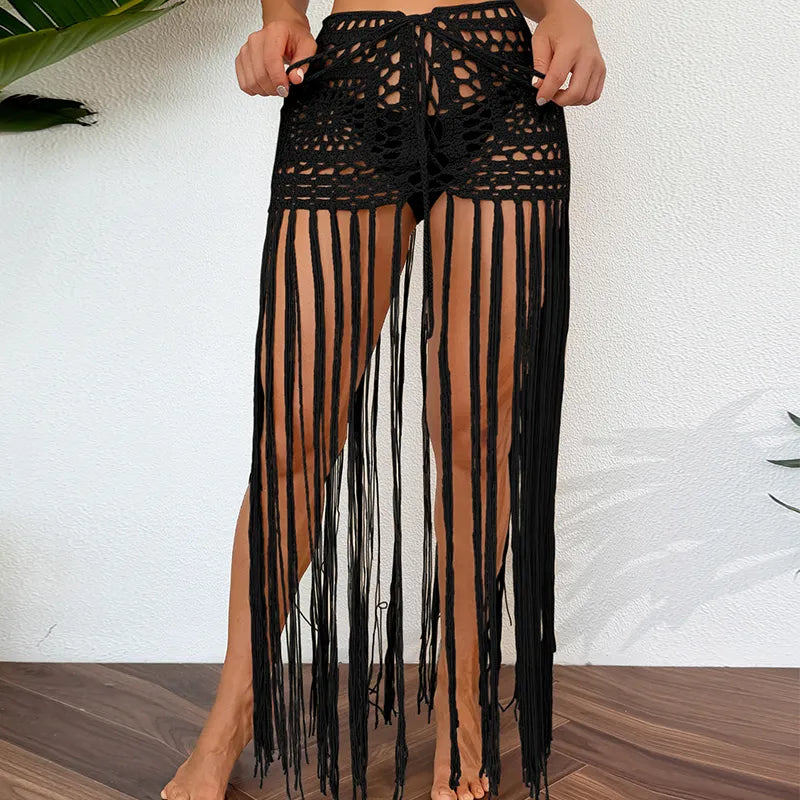 Chic Polyester Sundress with Collarless Neckline and Exotic Mesh, Versatile Beach Wear for Sophisticated Women