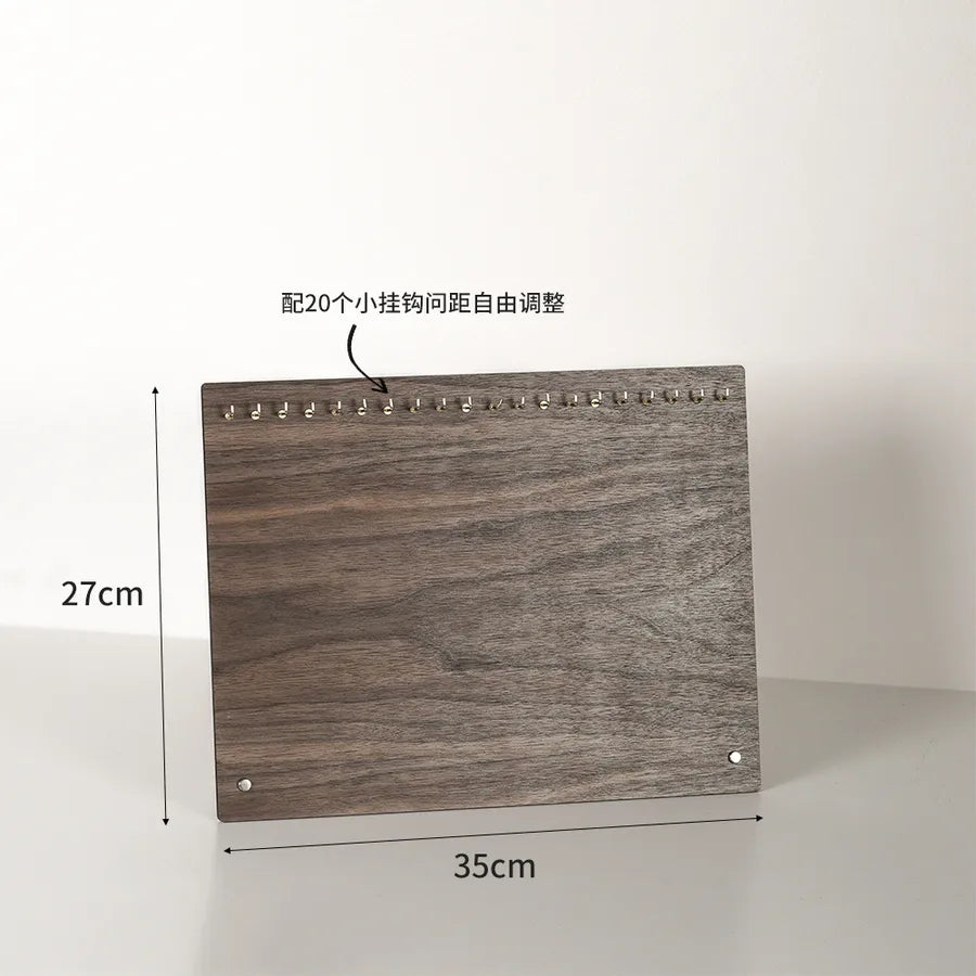 Elegant large capacity walnut jewelry display stand showcasing earrings and necklaces with cherry wood grain finish, perfect for luxury storage.