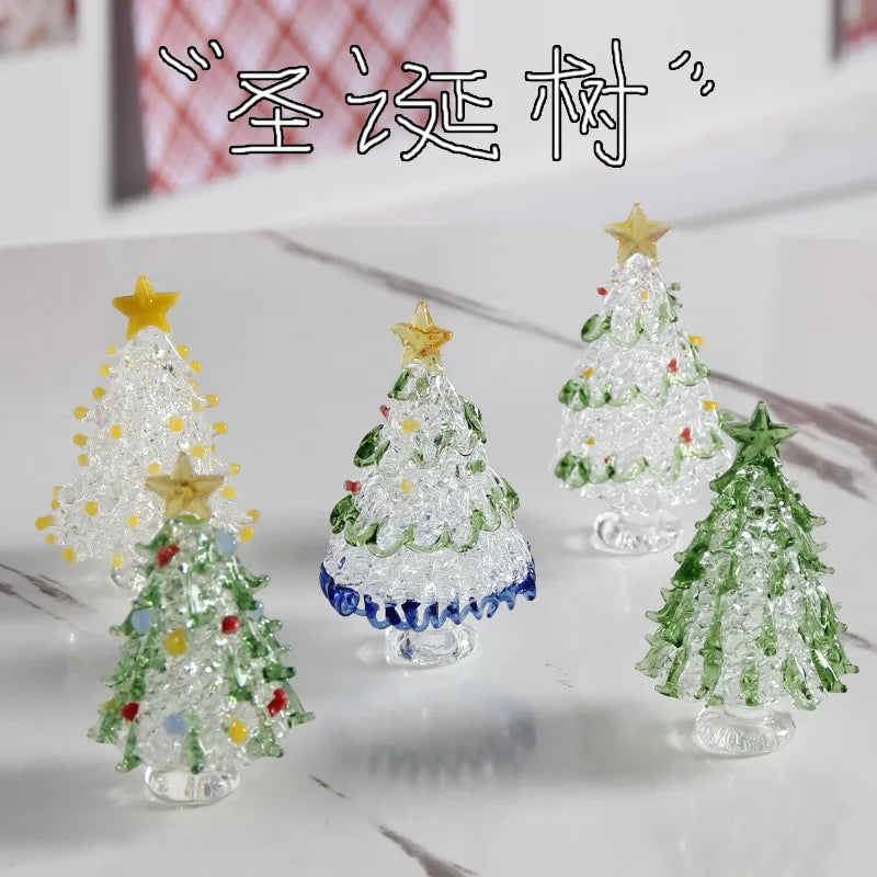 Stylish frosted glass Christmas tree decoration with a modern American style, suitable for elegant holiday styling in any space.