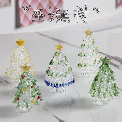 Stylish frosted glass Christmas tree decoration with a modern American style, suitable for elegant holiday styling in any space.