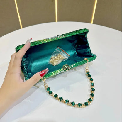 Shiny Full Diamond Evening Bag Party Ladies Handbag Wedding Maid Of Honor Chain Bag Sparkling Dinner Bag Square Polyester