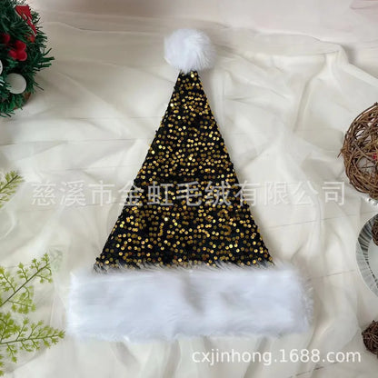 Stylish Christmas hat in color block design, crafted from high-quality nonwoven material for comfort and elegance during the festive season.