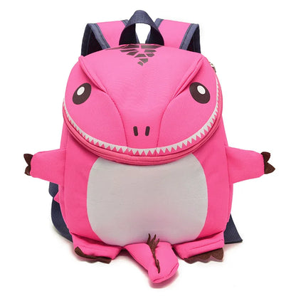 Delightfully designed square-shaped kids backpack with zipper closure and vibrant dinosaur pattern, embodying luxury for modern school going children.