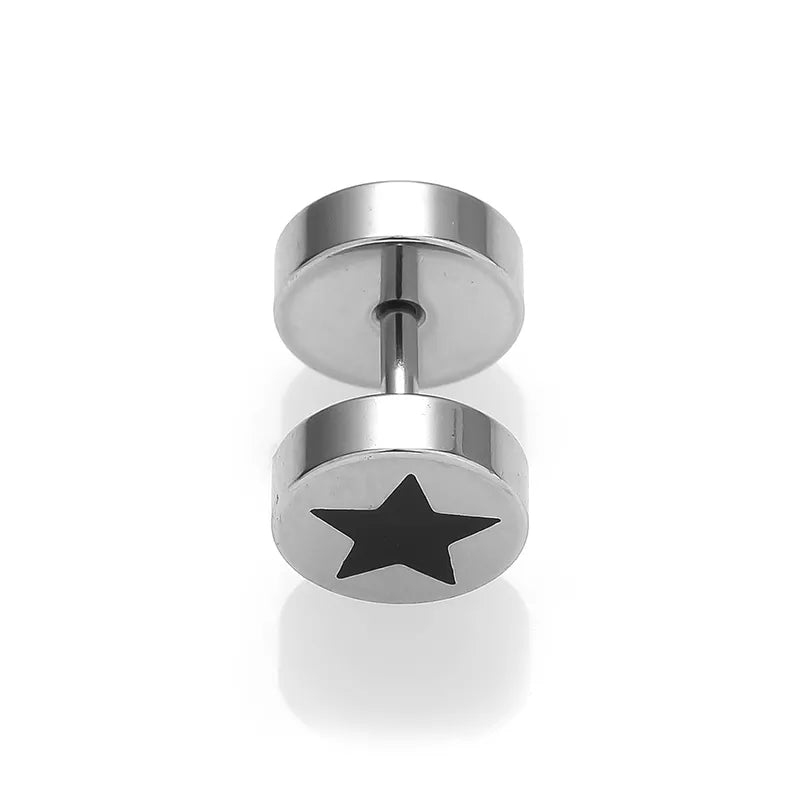 1 Piece Halloween Nordic Style Gothic Hip-Hop Smile Face Star Skull Polishing 316L Stainless Steel  Ear Studs