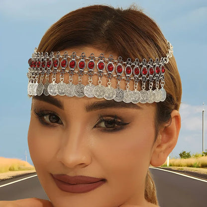 Exaggerated Bohemian Ethnic Style Headwear Necklace Two-In-One Vintage Jewelry Hairband Travel Photography Accessories For Women