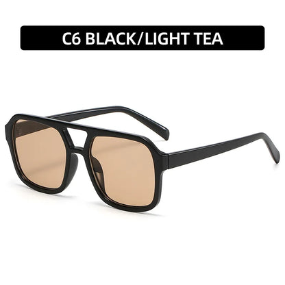 Stylish women's pink square sunglasses with geometric patterns, ideal for outdoor luxury fashion.