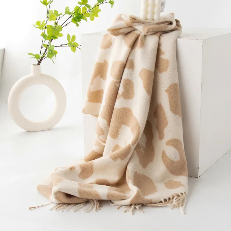 Women's Casual Zebra Leopard Polyester Tassel Scarf
