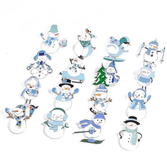 Christmas Snowman Series Metal Lapel Pin Winter Sweater Collar Pin Geometric Pattern British Vintage Style Unisex Lapel Brooch