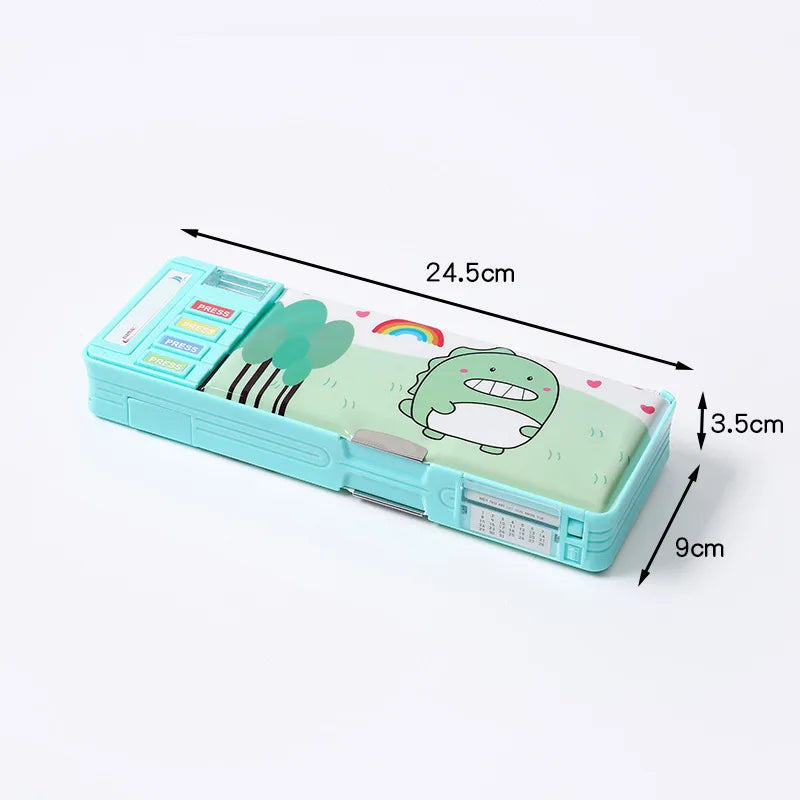 Luxurious large-capacity cartoon pencil case designed for primary school students, showcasing a vibrant preppy style.