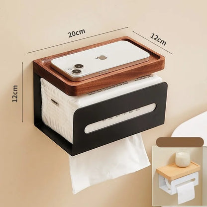 Classical Solid Color Wood Aluminium Alloy Tissue Holder