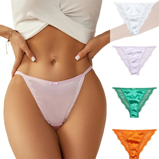 Low-Waist Lace Women's Underwear High Elastic Sensual Plus Size Triangle Pants Breathable Seamless Antibacterial Nylon Briefs