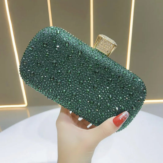Elegant Shiny Luxury Women's Clutch Bag Fashionable Evening Handbag Stylish Polyester Square Box Bag With Chain Print