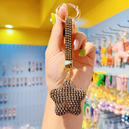 Stylish pentagram pendant keychain crafted with Czech diamonds, a unique gift ideal for festivals like Christmas and Valentine's Day.