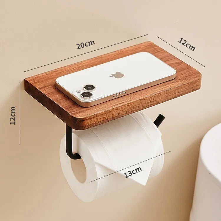 Classical Solid Color Wood Aluminium Alloy Tissue Holder