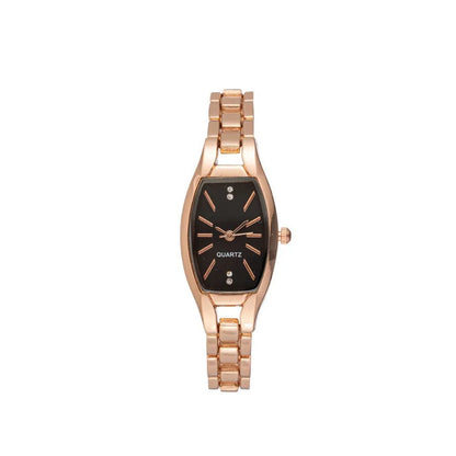 Elegant women's classic solid colour quartz watch featuring a luxurious stainless steel jewelry buckle, designed for casual daily wear.
