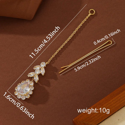 New Fashionable European Crystal Zirconia Waterdrop Hair Accessories For Brides Shiny Tassel forehead Chain Women's Jewelry