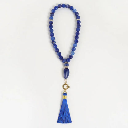 Exquisite Close-up of the Classical Ethnic Round Tassel Rosary, showcasing the premium Arylic and Alloy materials.